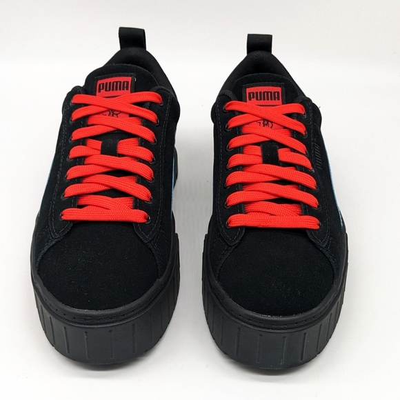 Puma Dua Lipa Mayze SD Suede Black & Red Platform Sneakers Women's 7.5 387294-06 - Picture 3 of 6